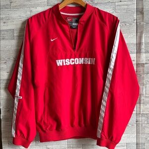 Nike Wisconsin Coat Badgers Vintage Pullover Windbreaker Jacket men's medium y2k